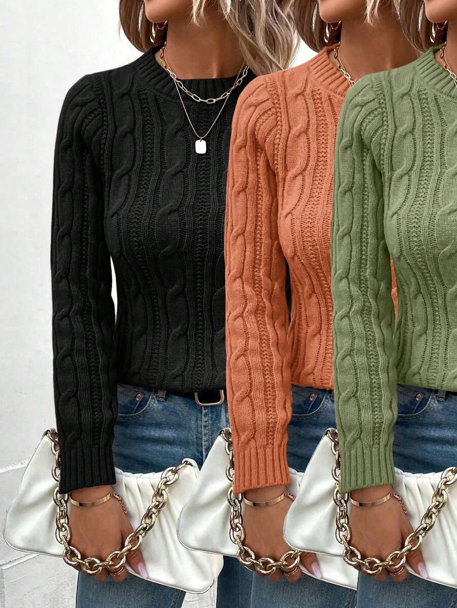 EMERY ROSE pull en tricot de couleur unie pour femmes, pull tricoté pour l'automne et l'hiver - Multicolore - Voir 1