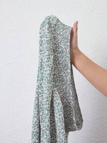 SHEIN LUNE Pantalones de pierna ancha con estampado floral pequeño para tallas grandes - Albaricoque - Ver 6