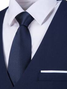 Furuyal 男士西装马甲，绅士纯色单排扣修身时尚婚礼西装马甲，男士马甲领带套装，商务派对旅行舞会，海军蓝，尺码 XS-3XL - 藏蓝色 - 查看 4