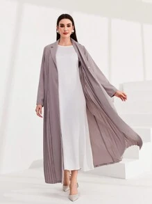 Al Najma 褶皱单排扣长袍，穆斯林时尚长袍，适合休闲/节日/聚会/旅行 - 紫色 - 查看 5