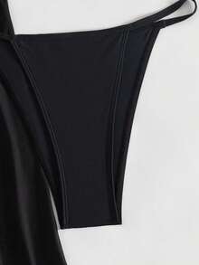 Swim Vcay Women's Halter Neck Bikini Set With Waist Cutout Design Summer Beach - Black - View 6