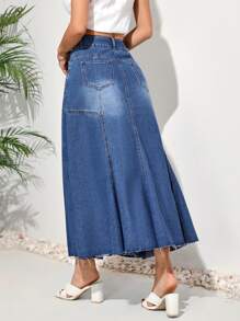 SHEIN LUNE Women's Umbrella Hem Denim Skirt