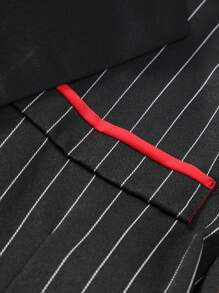 Calvornis 1pc Men's Plus Size Striped Long Sleeve Blazer Jacket - Black - View 4