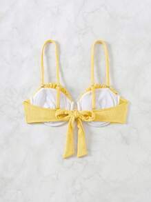 Swim Mod Women's Ruched Padded Bikini Top With Adjustable Straps (Underwire) For Summer, Beach, Swimming, Vacation - Yellow - View 4