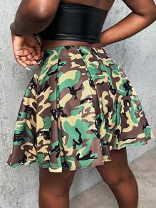 SHEIN Foxxy Women's Camouflage Printed Pleated Skort - Multicolor - View 5