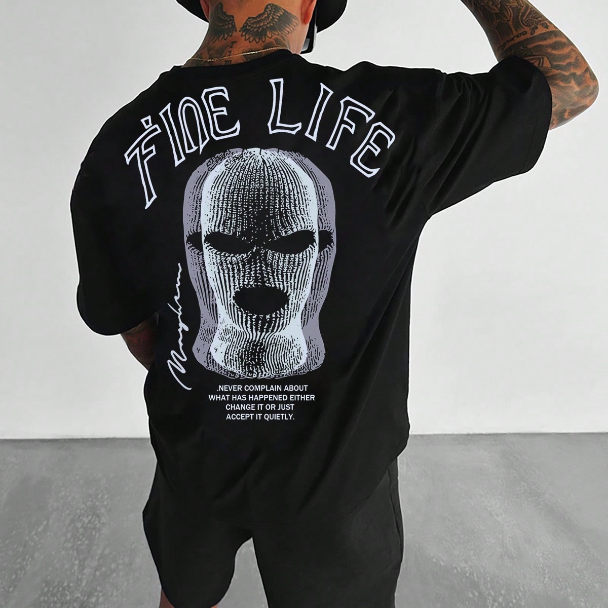Camiseta de manga corta con caída de hombros y estampado para hombres casuales, apta para raperos y salidas