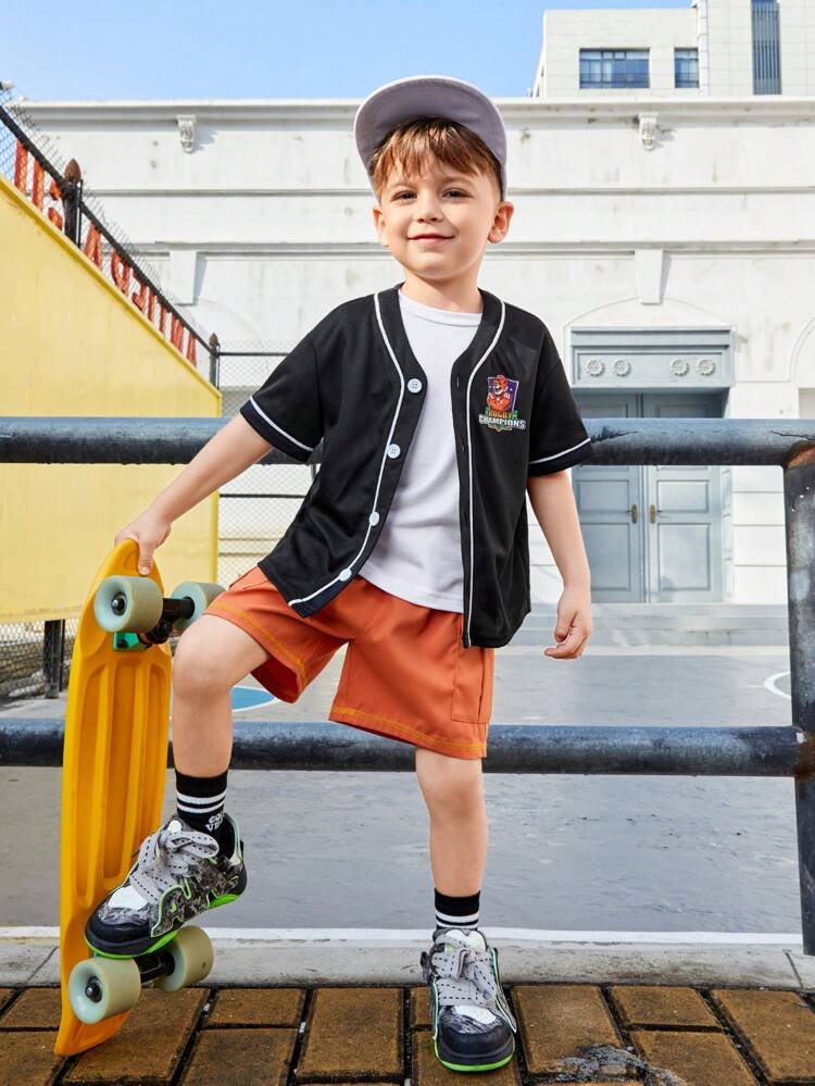 Young Boy Loose-Fit Cartoon Tiger Pattern Shirt For Casual Wear