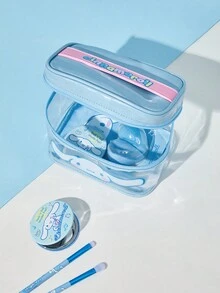 HELLO KITTY AND FRIENDS | SHEIN 卡通圖案印花半透明便攜化妝包 - 淺藍色 - 查看 2