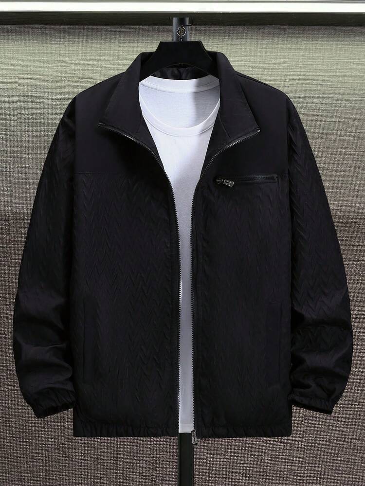 Men's Solid Color Zipper Jacket