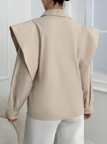 EURMUSE Damen Einfarbiges Langarmshirt - Khaki - Übersicht 6