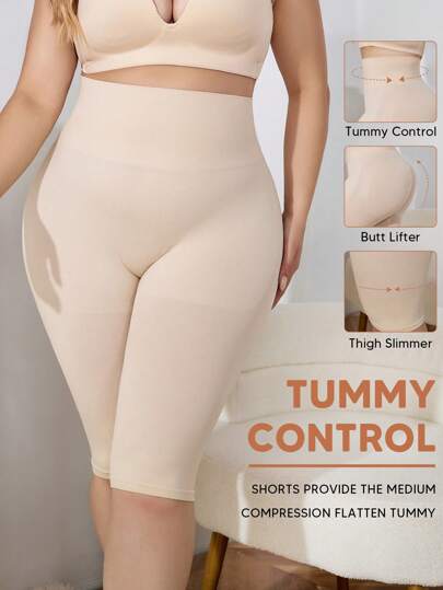 女士加大码高腰收腹塑身紧身裤，适合分层穿着