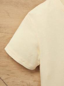 Đứa bé gái Giải trí Đơn giản Ngắn tay Bộ quần short Là Thích hợp Cho mùa hè - Màu be - Xem 3