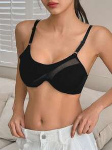 DAZY Sexy See-Through Mesh Bra With Underwire Support And Push-Up Design (No Padding) - Black - View 6
