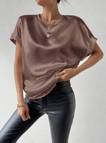 Chiquease Women's Batwing Sleeve Top With Back Keyhole Design - Rust Brown - View 3