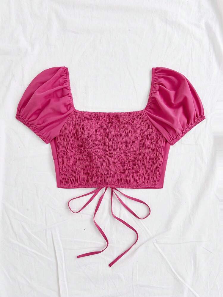 Women's Casual Vacation Style Fitted Shirt With Sweetheart Collar And Short Sleeves