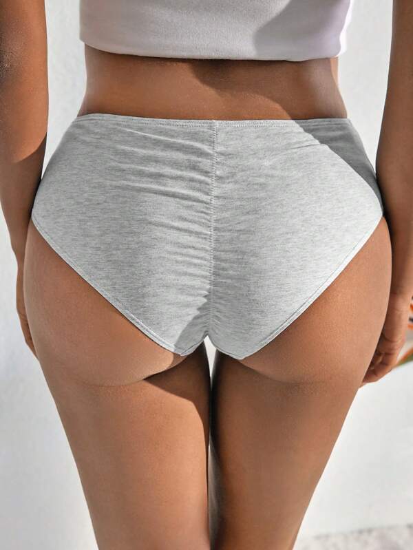 Ocili Ocili Slip din bumbac natural confortabil și respirabil, pliat, cu spate solid, gri melange