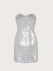 SHEIN Unity Vestido De Cuerpo Ajustado Sin Tirantes Con Brillos
