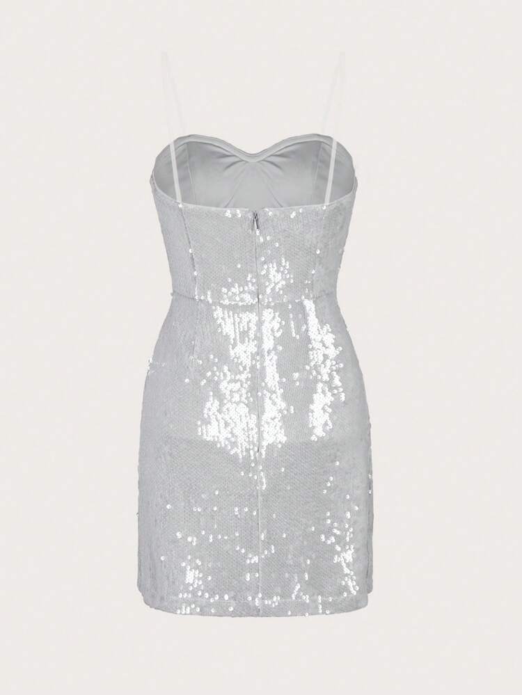 Glitter Strapless Bodycon Dress Sequin Sparkly Dress