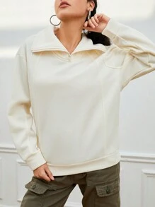 Street Sport 女款落肩袖半拉鍊運動衫