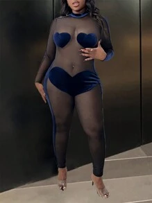 Slaydiva Lencería de talla grande Slayr con escote con forma de corazón y transparente, un conjunto sexy para una cita en el Día de San Valentín