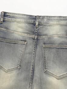 Thiếu niên Con trai Phong cách đường phố Retro Denim mùa giặt Denim Quần jean - Rửa nhẹ - Xem 8