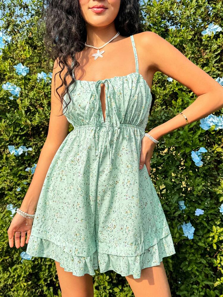 Ditsy Floral Printed Strap Jumpsuit