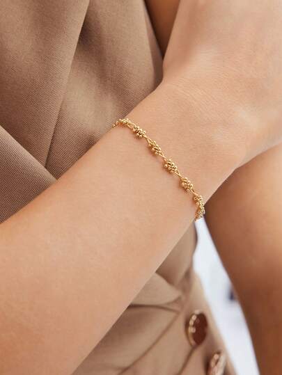 MOTF PREMIUM 18k鍍金手工鍊條和小金球鏈手鍊