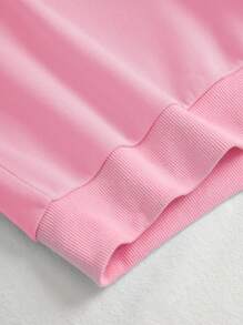 INAWLY Letter Graphic Drop Shoulder Sweatshirt - Pink - View 3