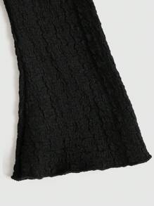 Sweetra Váy ôm body phối ren xếp ly phồng nhăn nhún Maxi trang phục thu cho nữ - màu đen - Xem 5