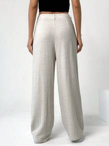 SHEIN EZwear Pantalones De Mujer Rectos De Diseño De Bolsillo De Un Solo Color