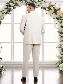 Manfinity VCAY Men's Woven Casual Suit Two Pieces Set (Plus Size) - Apricot - View 2