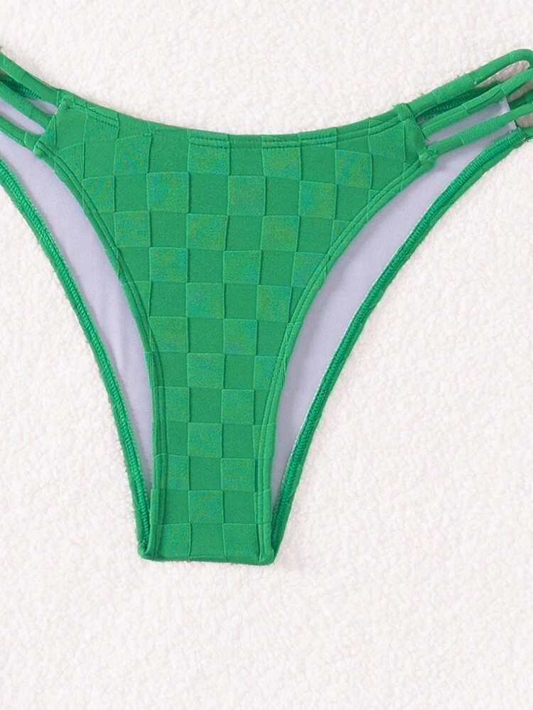 Women's Checkered Texture Two-Piece Bikini Set Summer Beach