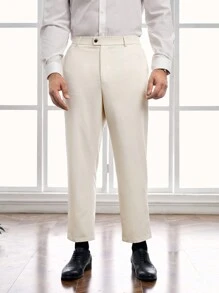 Manfinity VCAY 男士編織休閒褲,斜口袋設計 - 杏色 - 查看 3