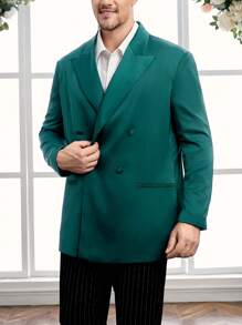 Manfinity VCAY Herren Große Größen Gewebe Lässig Blazer, für Herbst und Winter - Grün - Übersicht 4