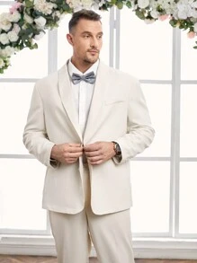 Manfinity VCAY Men's Woven Casual Suit Two Pieces Set (Plus Size) - Apricot - View 3