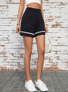 GENKIRA Ren Vá lại Eo đàn hồi Quần short - màu đen - Xem 4