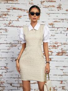 Aveloria Color Block Textured Bodycon Dress