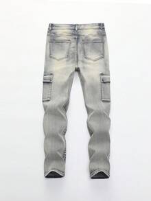 Thiếu niên Con trai Phong cách đường phố Retro Denim mùa giặt Denim Quần jean - Rửa nhẹ - Xem 2