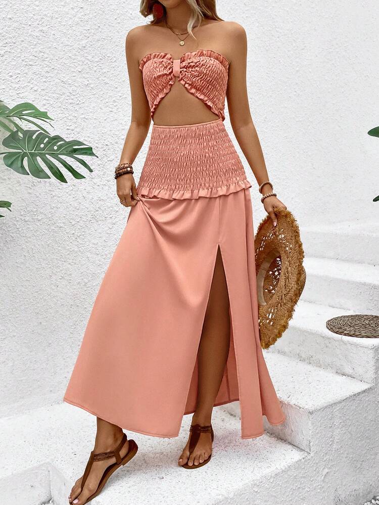 Ladies' Hollow Out Strapless Dress