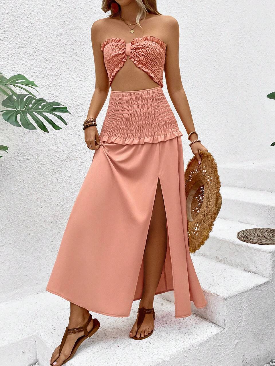 Ladies' Hollow Out Strapless Dress