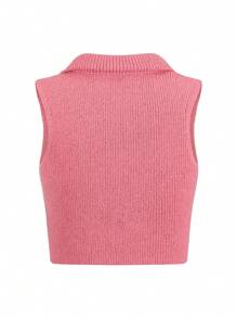Suéter De Cuello Alto Sin Mangas Para Niña Adolescente - Rosa - Ver 2
