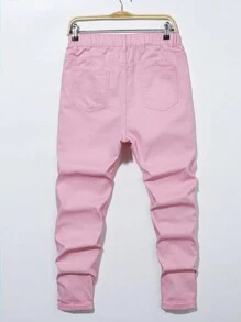 Teen Boys' Street Style Patchwork Printed Jeans - Baby Pink - View 2