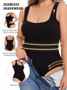 Body Ceñidor De Cintura Sin Costuras De Talla Grande Para Mujer Con Camiseta Sin Mangas Y Pantalones Triangulares