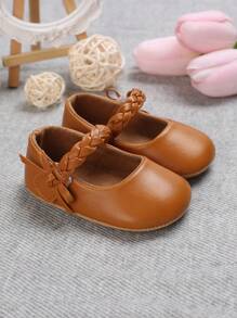 春秋系列棕色pu皮軟膠底防滑甜美公主鞋0-1歲女嬰 - 棕色 - 查看 6