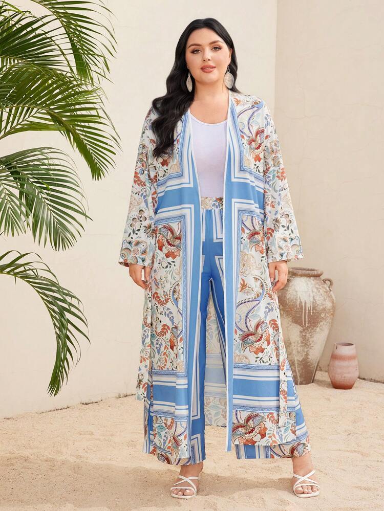Women's Plus Size Printed Two-Piece Set 2 Pieces Set