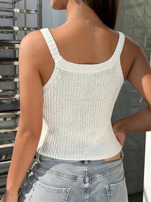 SHEIN Unity 女士單色針織背心上衣 - 杏色 - 查看 2