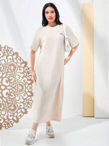 Mulvari Women's Desert Print T-Shirt Dress Simple Fashion Daily Casual