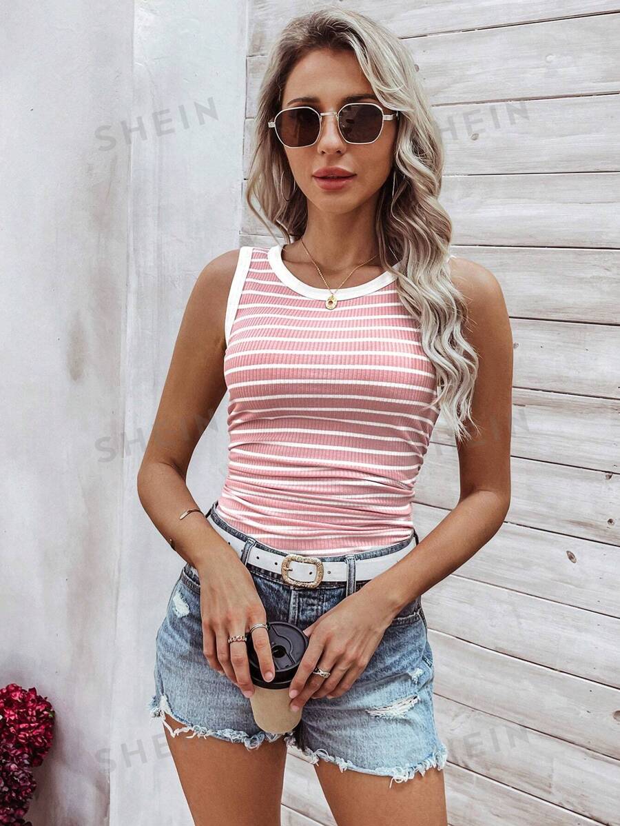 SHEIN LUNE Women's Striped Sleeveless Tank Top For Summer SHEIN USA