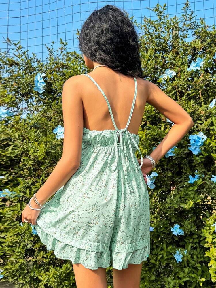 Ditsy Floral Printed Strap Jumpsuit