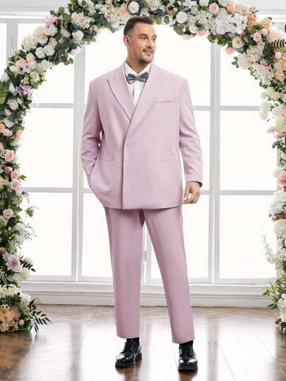 Manfinity VCAY Men's Plus Size Woven Casual Suit Two-Piece Set